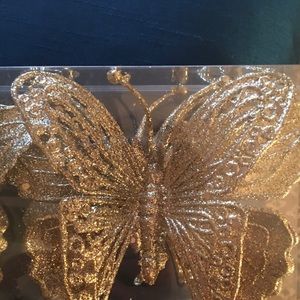 Gold glitter butterfly ornaments